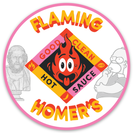 Flaming Homer's dual action Homer's sticker